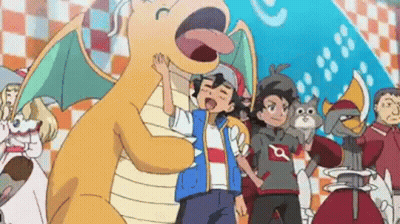 Boy Hugging Dragon With Cartoon Characters GIF