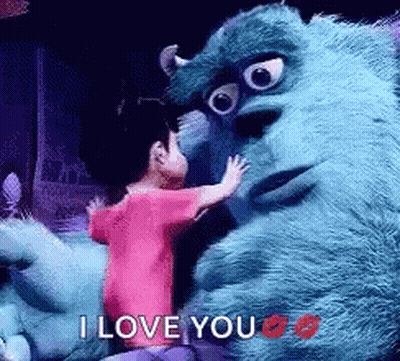 Boy Hugging Monster From Monsters Inc Saying I Love You GIF