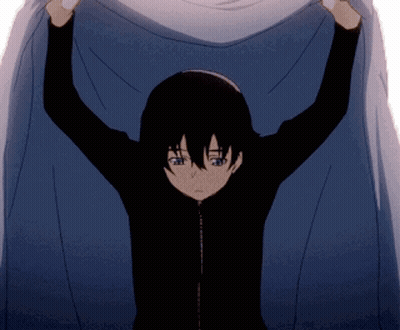 Boy In Black Jacket Holding White Cloth GIF