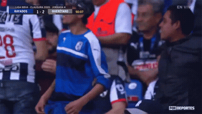Boy In Blue And White Jersey In Soccer Stands GIF