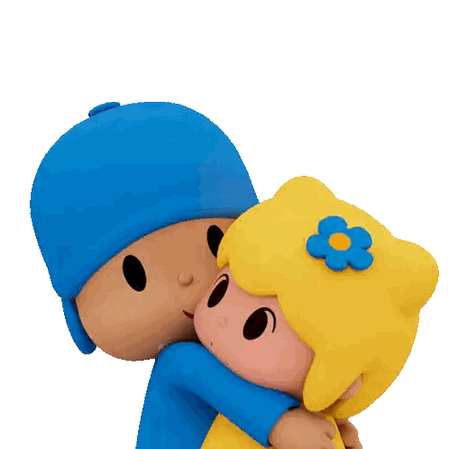 Boy In Blue Hat Hugging Girl In Yellow Hat Sticker