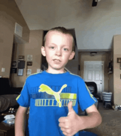 Boy In Blue Puma Shirt Thumbs Up GIF