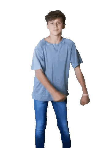Boy In Blue Shirt And Jeans Dancing Sticker