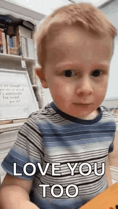Boy In Blue Striped Shirt Saying I Love You Too GIF