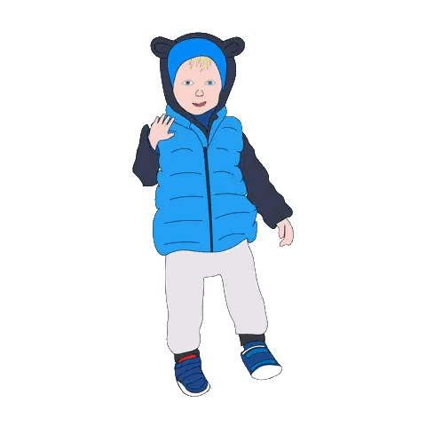 Boy In Blue Vest And Hat Sticker