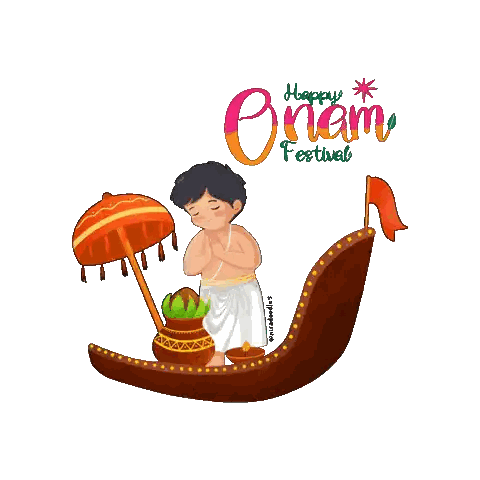 Boy In Boat Happy Onam Festival Sticker