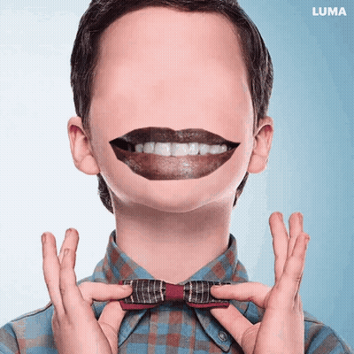 Boy In Bow Tie With Fake Mouth GIF