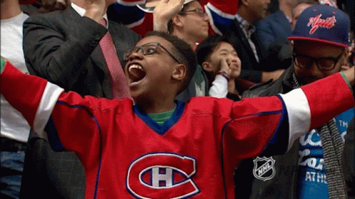 Boy In Canadiens Jersey Screaming In Stands GIF