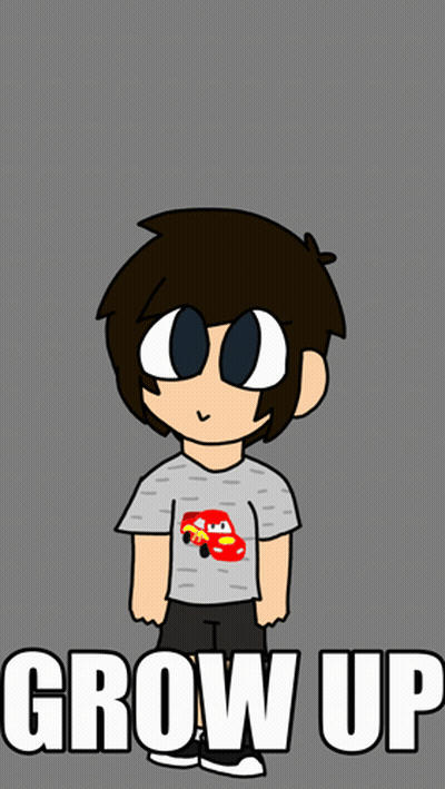 Boy In Cars Shirt Saying Grow Up GIF