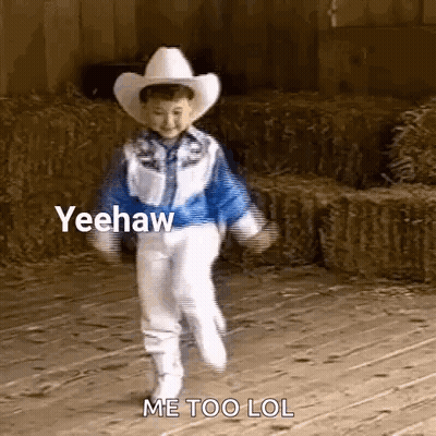 Boy In Cowboy Hat And Boots Dancing In Barn GIF