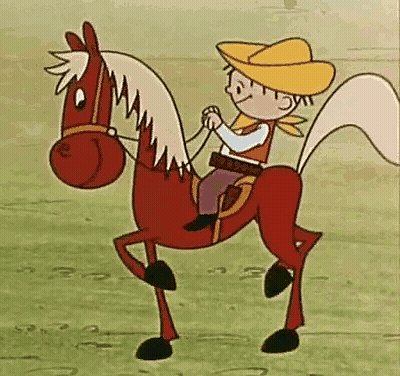 Boy In Cowboy Hat Riding Horse GIF