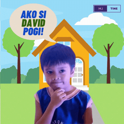 Boy In Front Of Yellow House Saying Ako Si David Pogi GIF