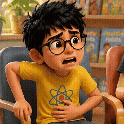Boy In Glasses And Yellow Shirt Saying Healthy Habits GIF