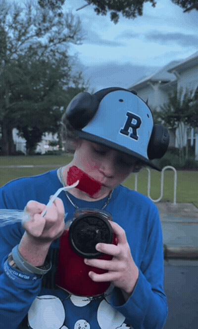 Boy In Hat With Letter R GIF