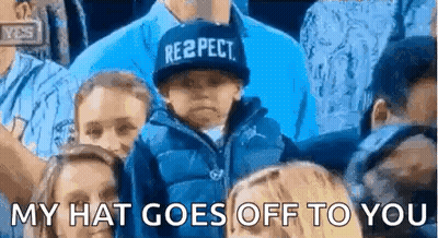 Boy In Hat With My Hat Goes Off To You In Crowd GIF