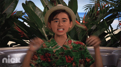 Boy In Hawaiian Shirt Sitting In Hot Tub With Nick Logo GIF