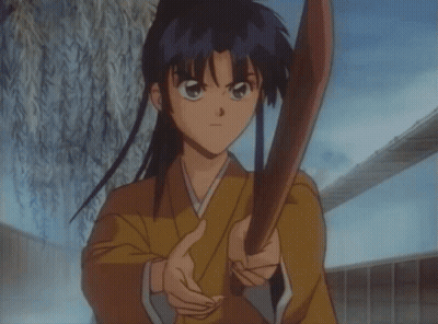 Boy In Kimono Holding Sword GIF