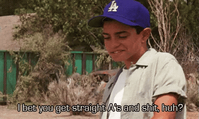 Boy In LA Dodgers Hat Says I Bet You Get Straight A's And Shit Huh GIF