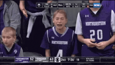 Boy In Northwestern Jersey Crying During Basketball Game GIF