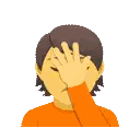 Boy In Orange Shirt Looking Sad Sticker