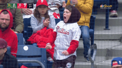 Boy In Phillies Jersey Screaming GIF