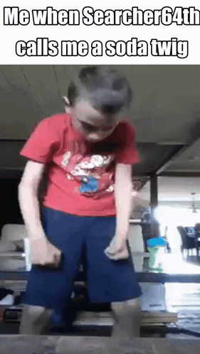 Boy In Red And Blue Dancing With Remote GIF