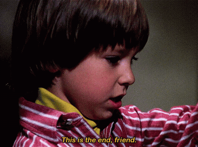 Boy In Red And White Striped Shirt Says This Is The End Friend GIF