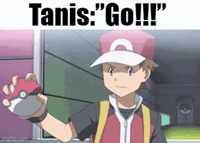 Boy In Red Hat Holding Pokemon Ball GIF