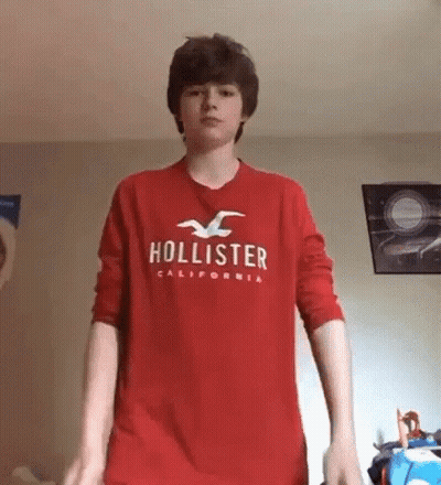 Boy In Red Hollister Shirt GIF