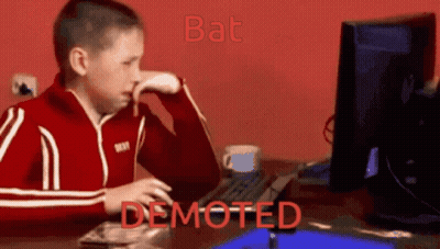 Boy In Red Jacket Sitting At Computer Saying Bat Demoted GIF
