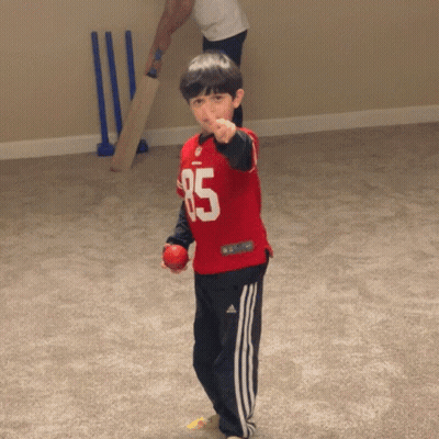 Boy In Red Jersey Number 85 GIF