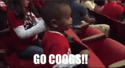 Boy In Red Shirt Says Go Coogs In Crowd GIF