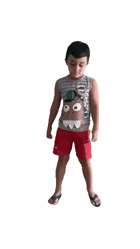Boy In Red Shorts And Gray Owl Tank Top Sticker