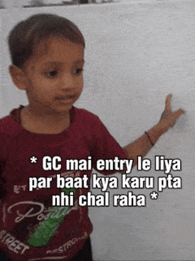 Boy In Red Street Shirt Pointing GIF