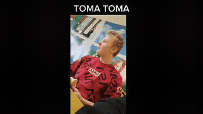 Boy In Red Sweater Saying Toma GIF
