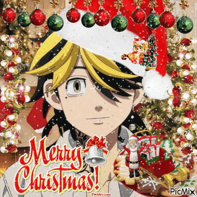 Boy In Santa Hat Saying Merry Christmas GIF