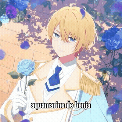 Boy In Suit Holding Blue Rose GIF