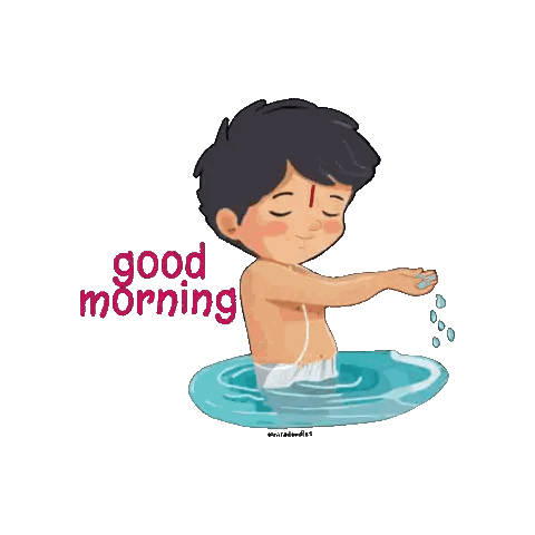 Boy In Water Good Morning Text Sticker