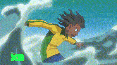 Boy In Yellow And Green Shirt Jumping With XD Logo GIF
