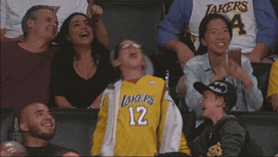 Boy In Yellow Lakers Jersey Laughing GIF