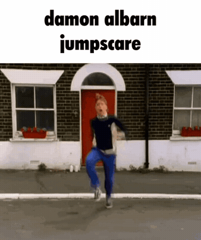 Boy Jumping Damon Albarn Jumpscare Brick House GIF