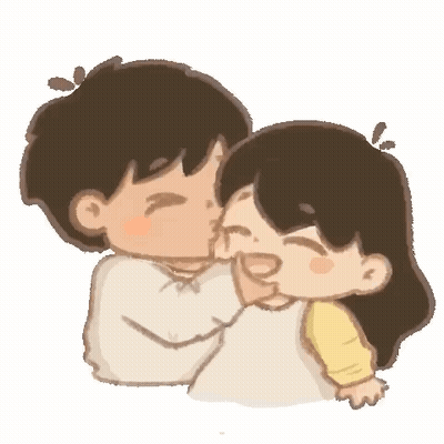 Boy Kissing Girl On Cheek As She Laughs GIF