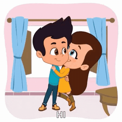 Boy Kissing Girl On Cheek GIF