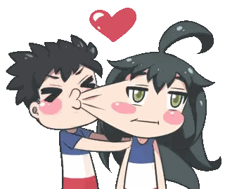 Boy Kissing Girl With Heart Sticker