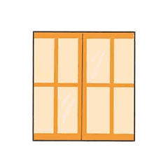 Boy Looking Out Window With Chinese Writing Sticker