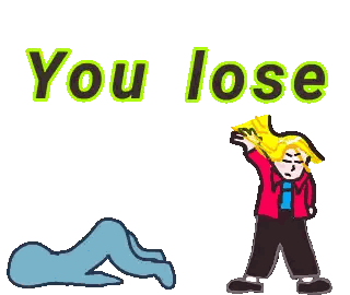 Boy Lying On Ground Saying You Lose Sticker