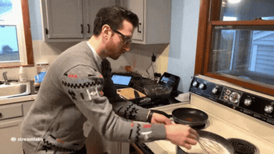Boy Making Mess With Brownie Mix GIF