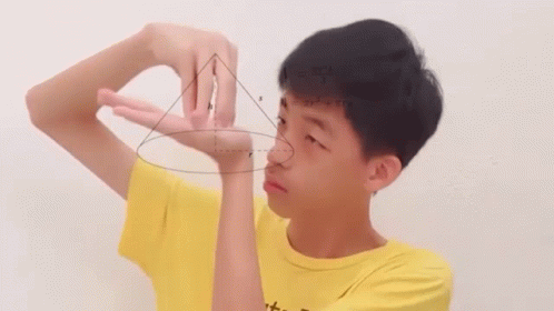 Boy Making Triangle With Hands GIF
