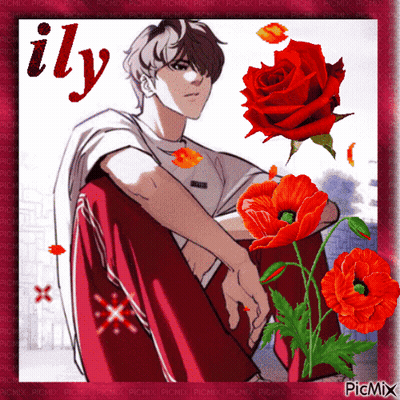 Boy Next To Red Roses ILY GIF