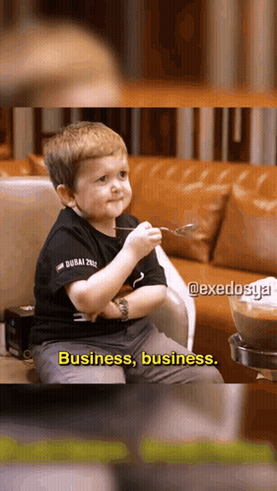 Boy On Couch Holding Spoon Saying Business Business GIF